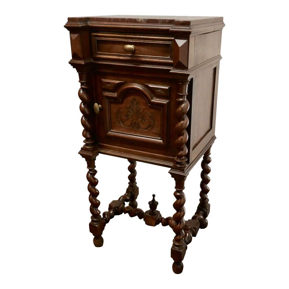 French Walnut Barleytwist Night Table or Side Cupboard