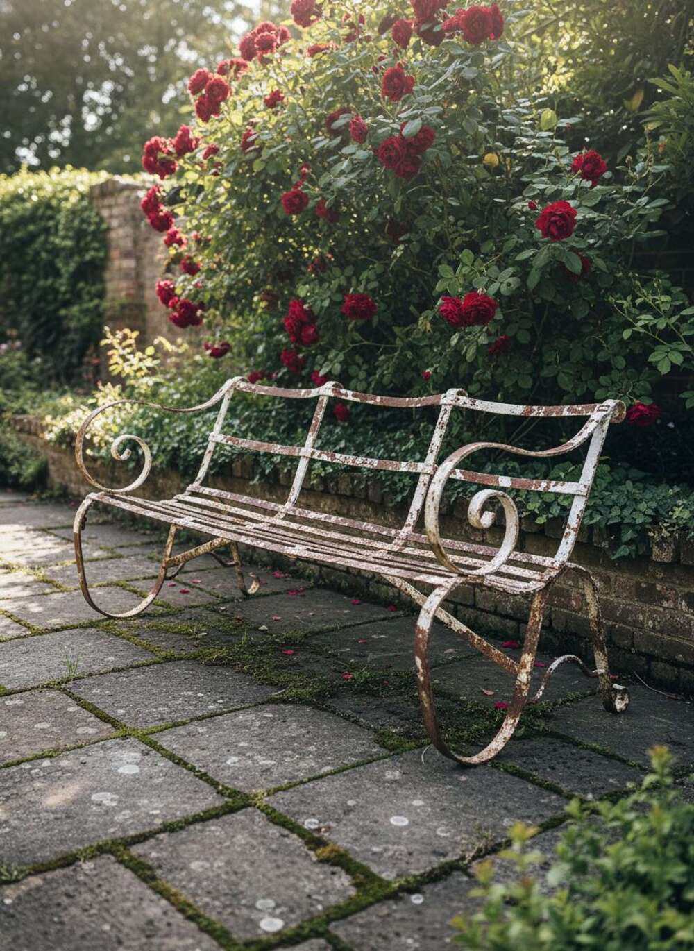 19th Century wrought iron strapwork Bench