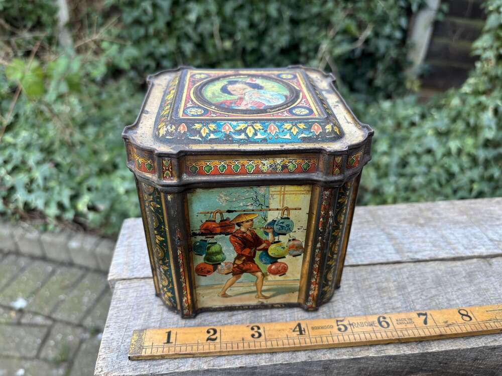 Victorian Peek Frean Oriental Image Biscuit Tin c1895