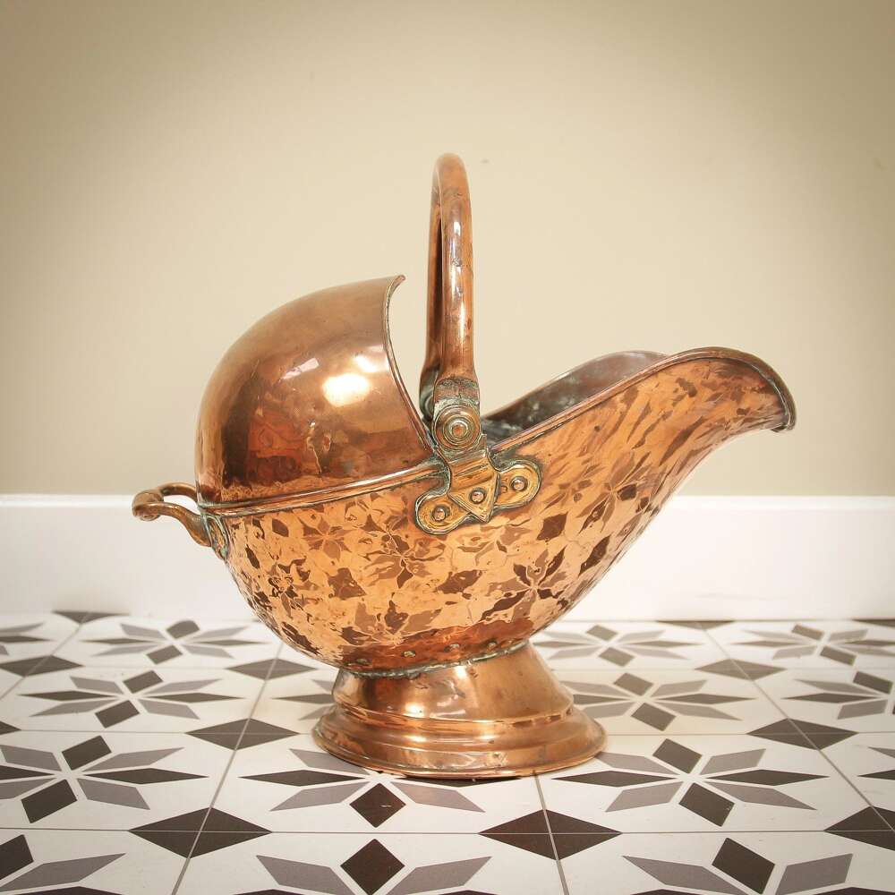 Victorian Helmet Copper Coal Scuttle