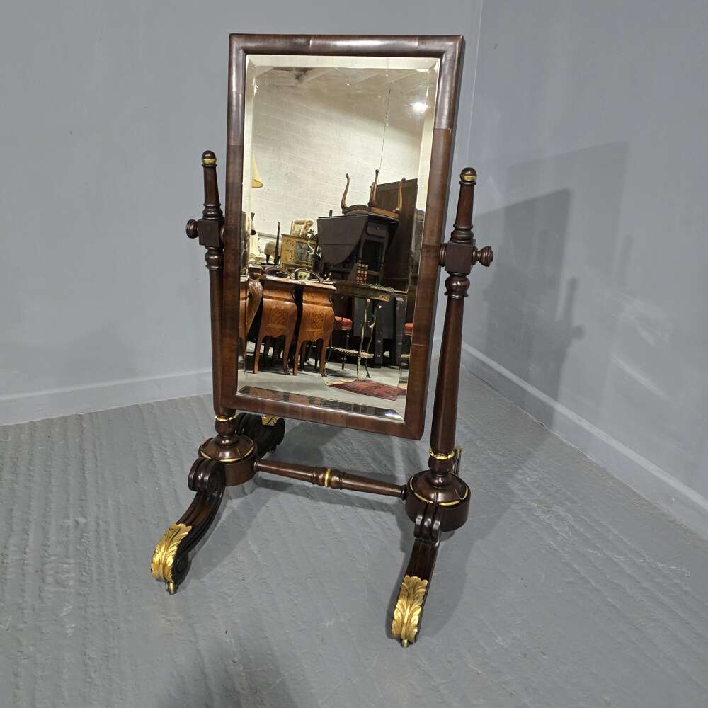 Regency Mahogany Cheval Antique Mirror