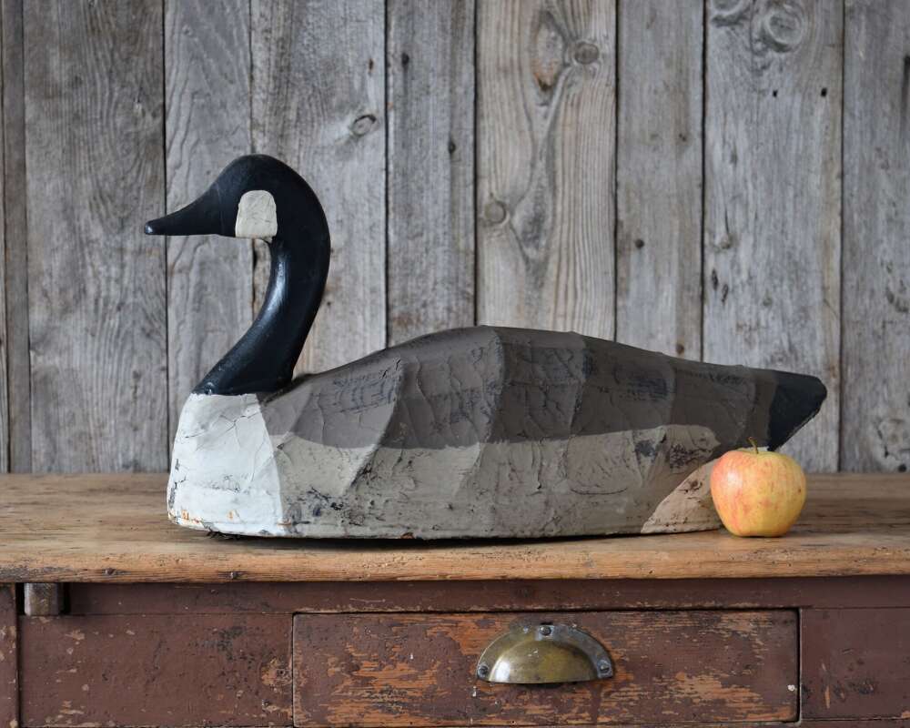An Unusual Life-sized Goose Decoy. Painted Sailcloth Over A Wire Frame. 