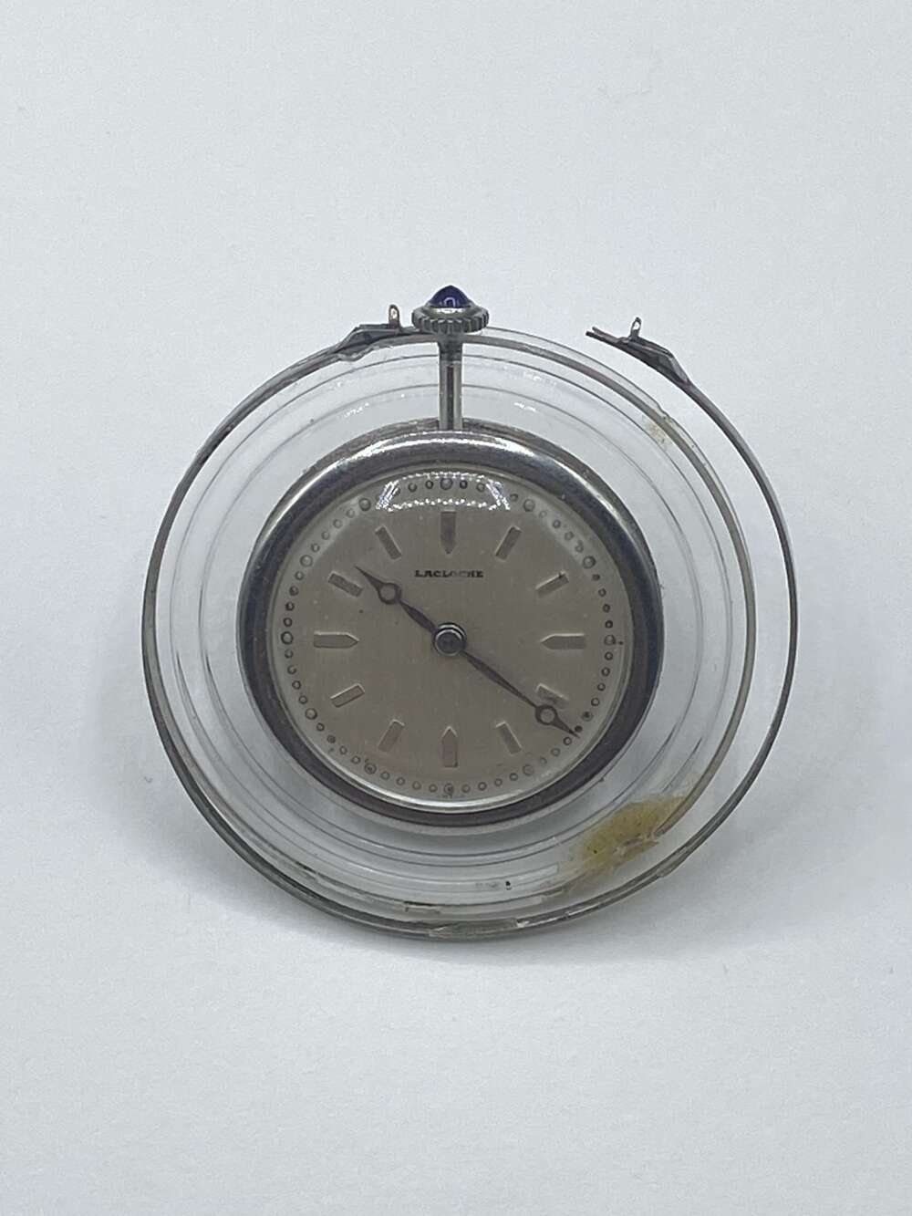Lacloche Freres Art Deco Rock Crystal, Platinum & Sapphire PocketWatch