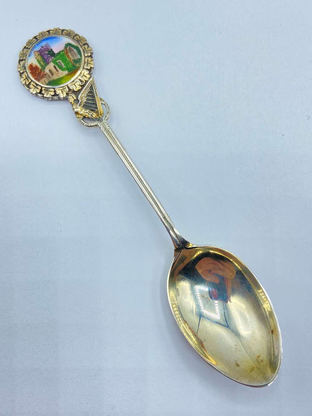 Antique Silver Hallmarked 1907 Irish Muckross Abbey Enamel Spoon