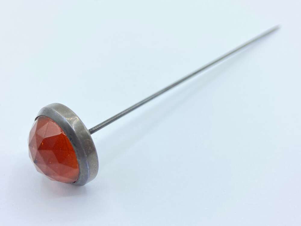 Antique Scottish Sterling Silver & Faceted Citrine Large Hat Pin