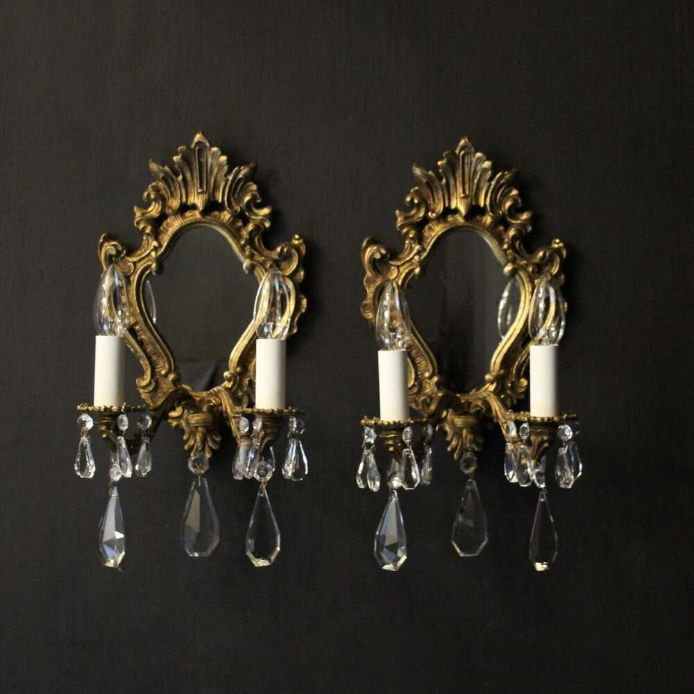 French Pair Of Gilded Antique Girandoles