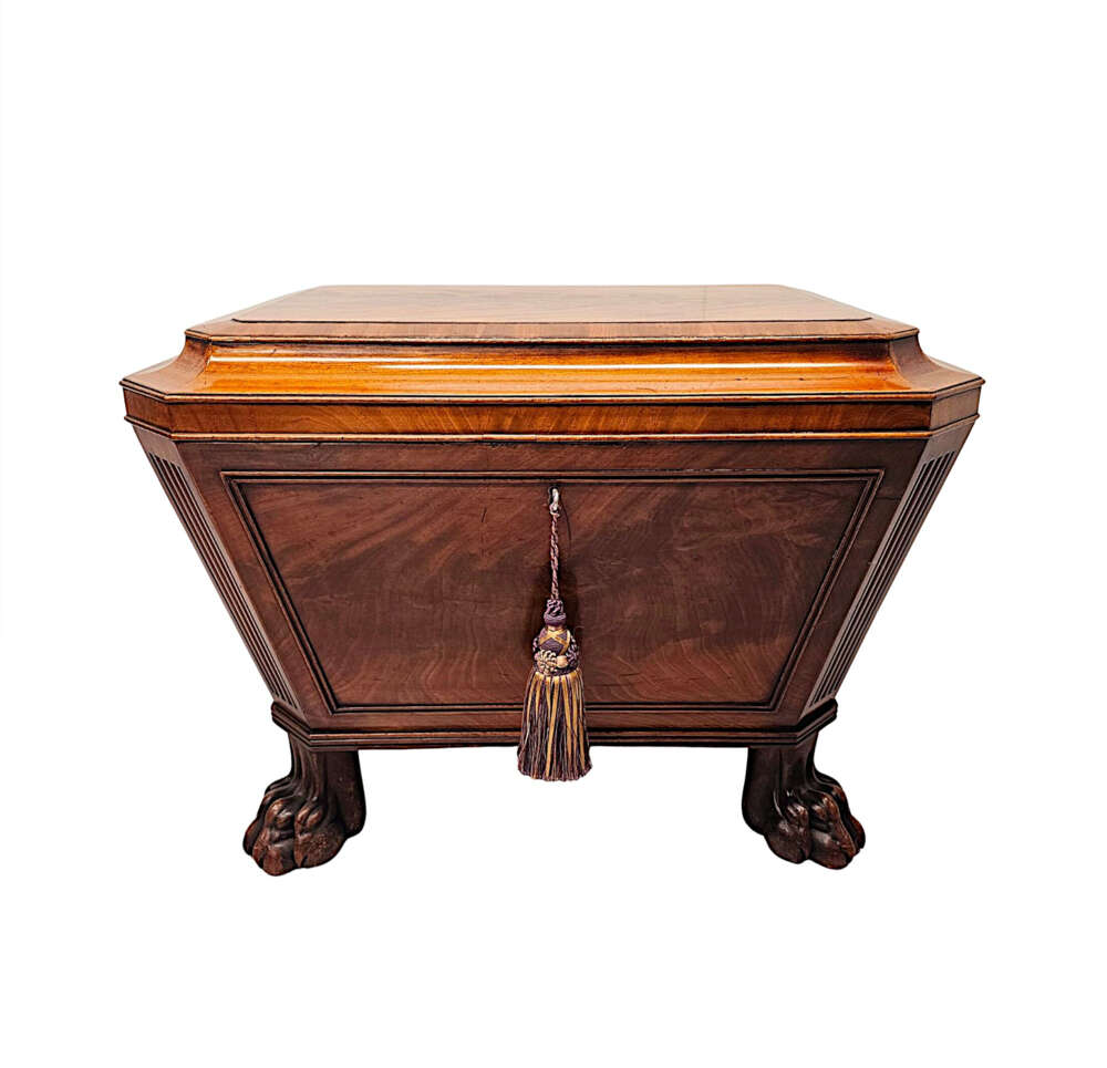A Very Fine Early 19th Century Irish Cellarette Or Wine Cooler On Paw Foot