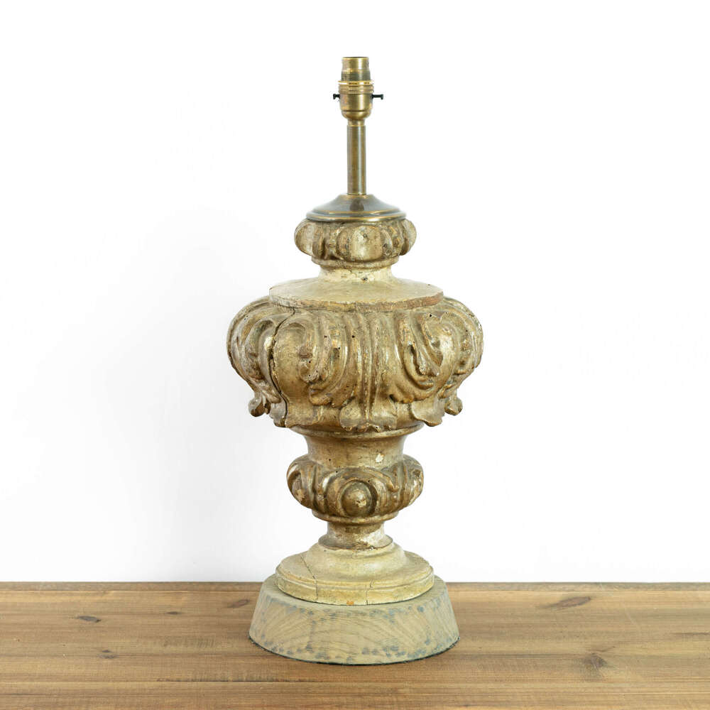 19th Century Italian Carved Wood Lamp