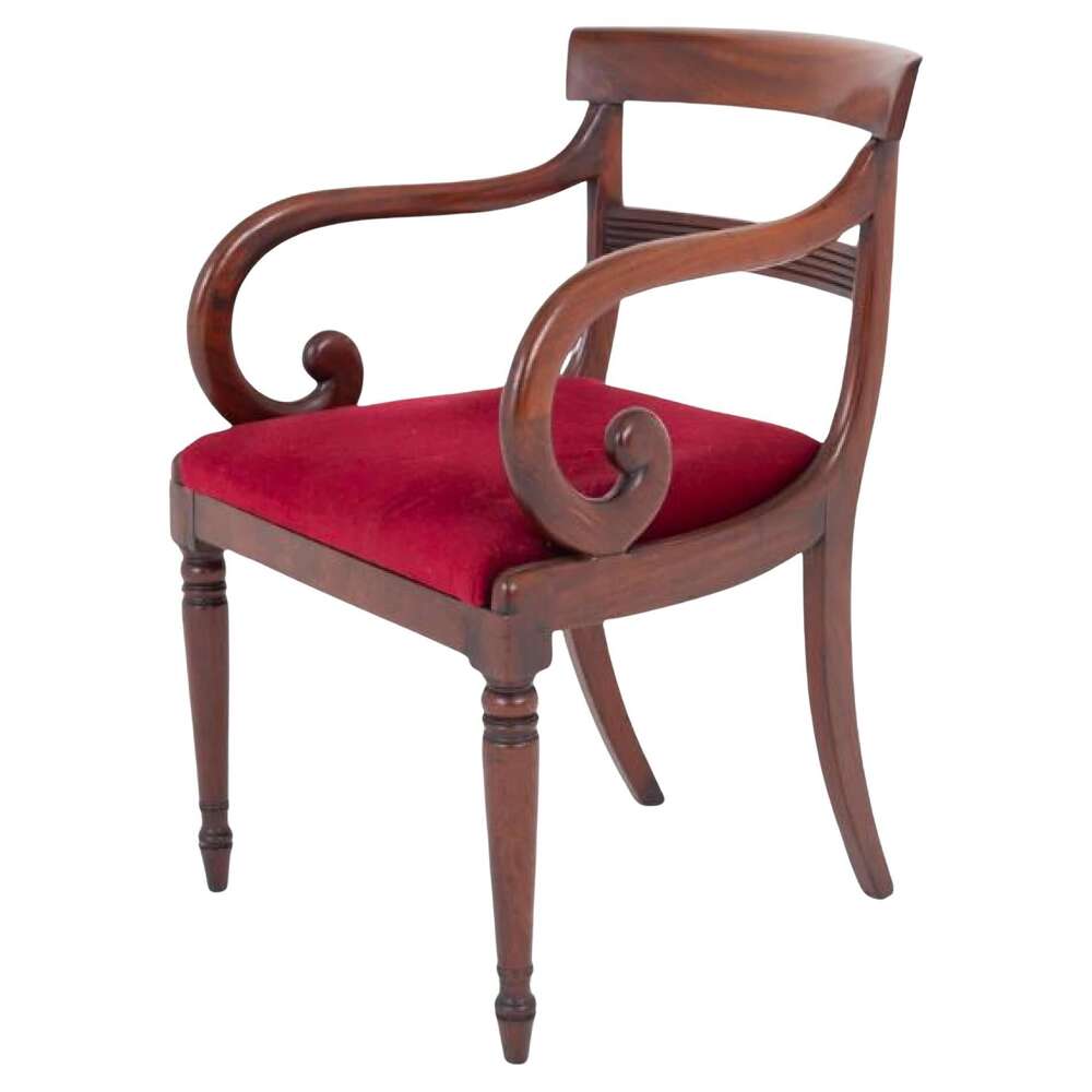 Period Regency Antique Desk Chair Mahogany