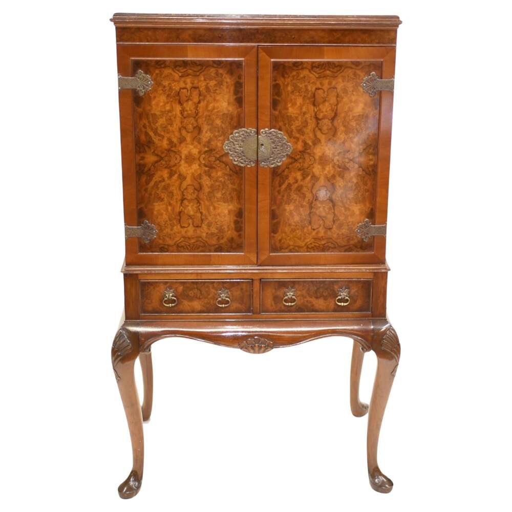 Art Deco Drinks Cabinet Epstein Cocktail Chest Burr Walnut 1930