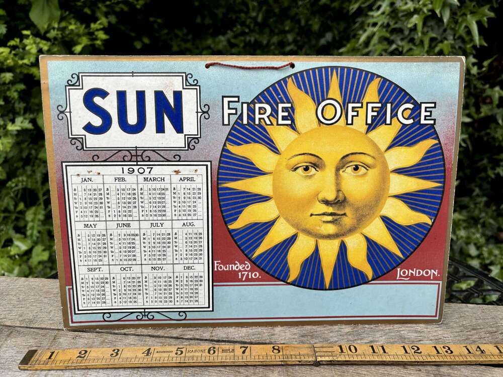 Superb Sum Insurance Advertising Calendar Advertising Card Sign c1903