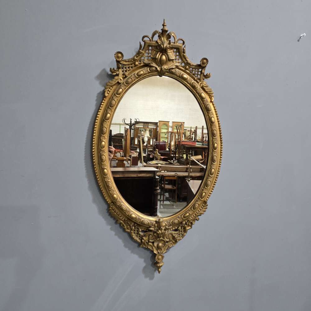 Fabulous English Gilt Oval Antique Mirror