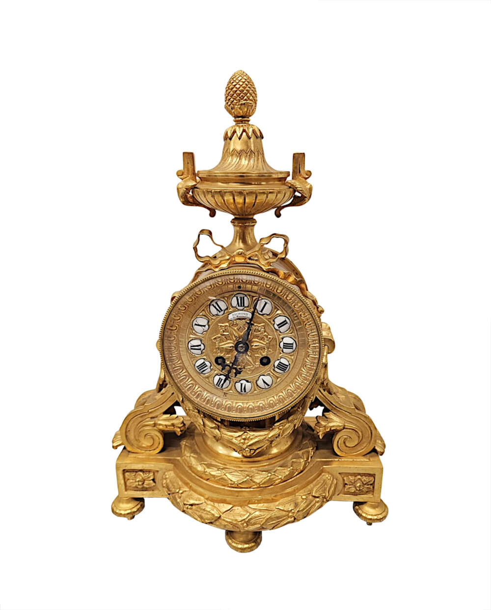 A Stunning 19th Century Gilt Bronze Mantle Antique Clock By Richond Of Paris