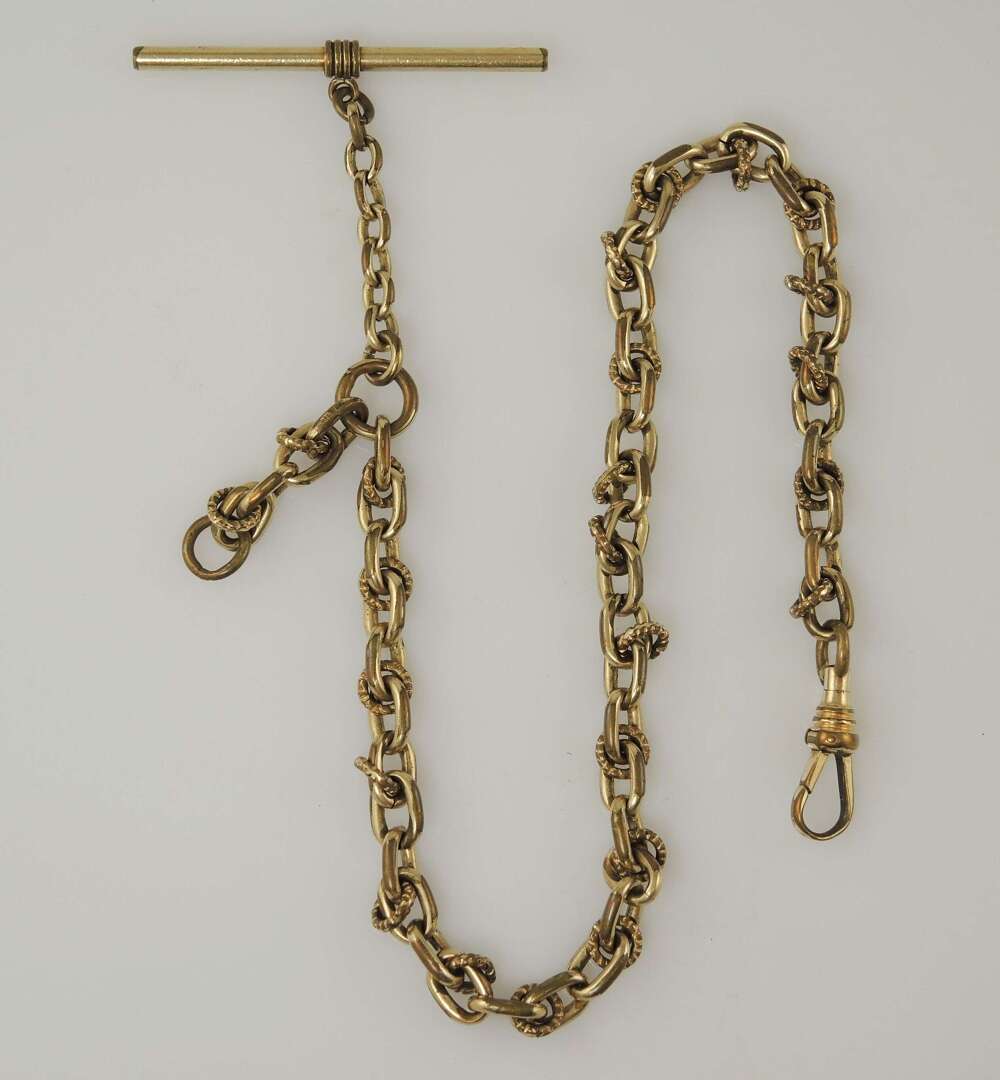 Antique gold plated pocket watch chain c1890