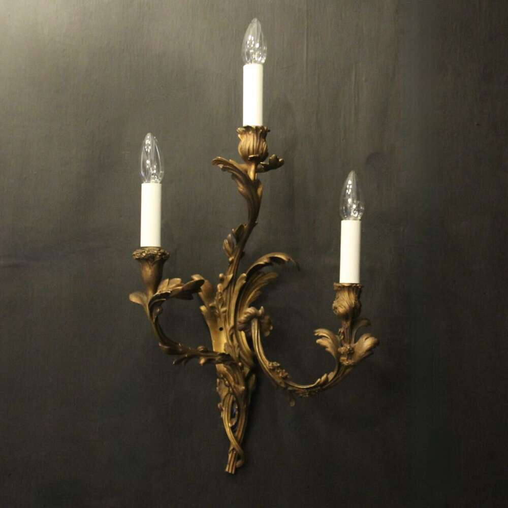 French Gilded Bronze Antique Wall Sconce