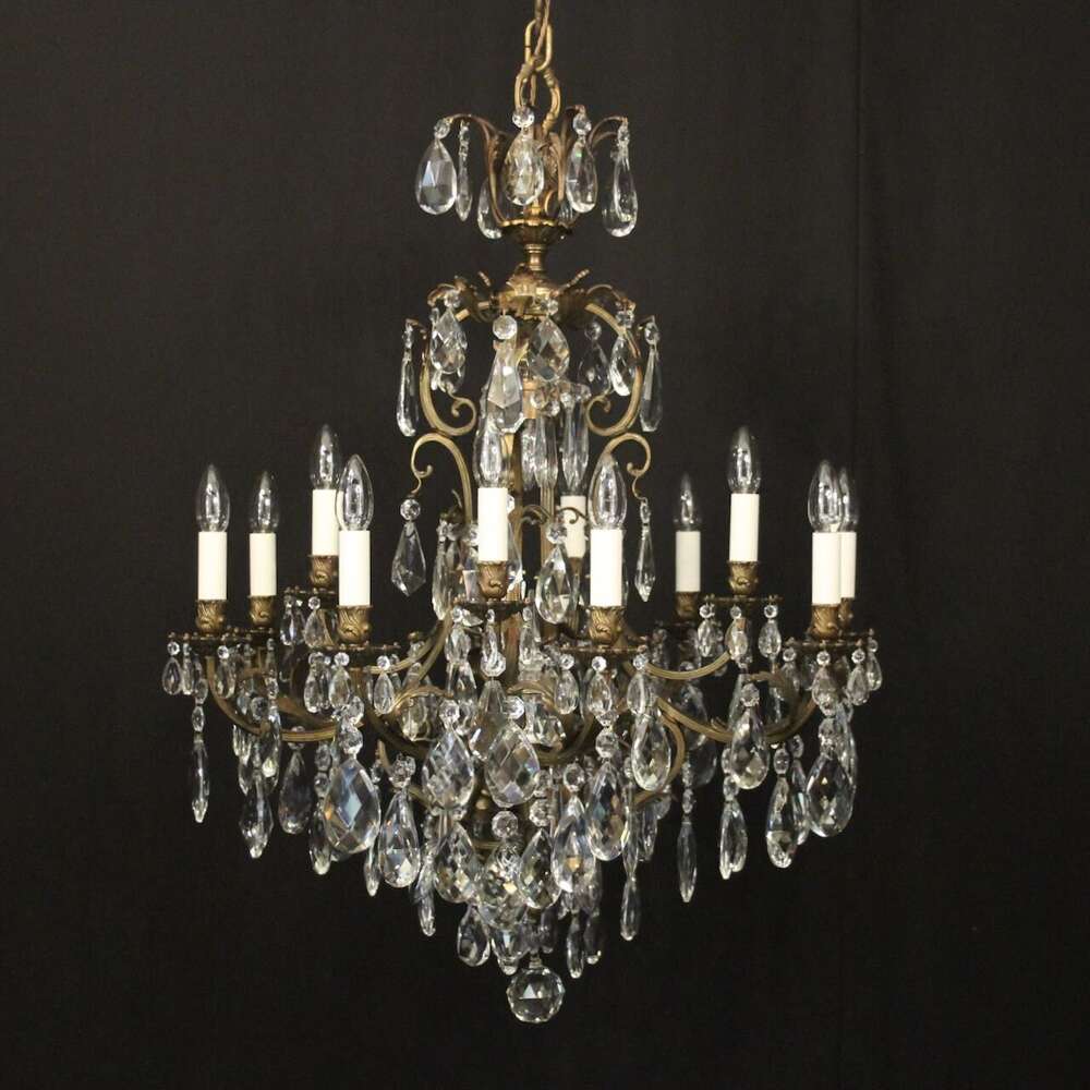 French Gilded Bronze Birdcage Crystal Chandelier