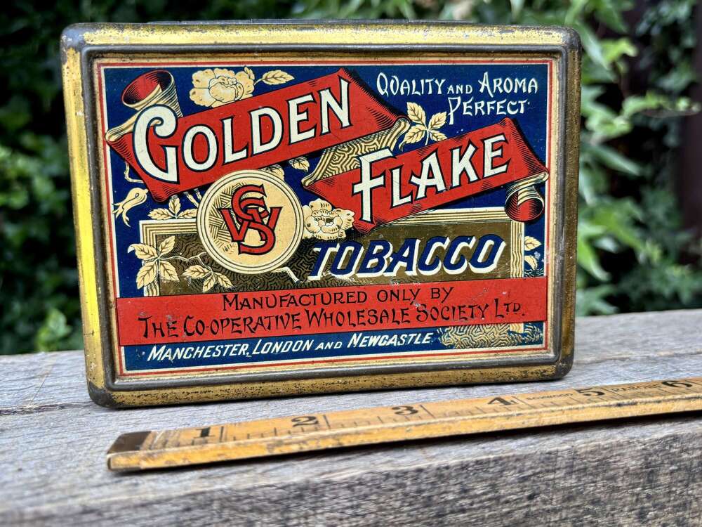 CWS Golden Flake 1lb Tobacco Tin c1900s