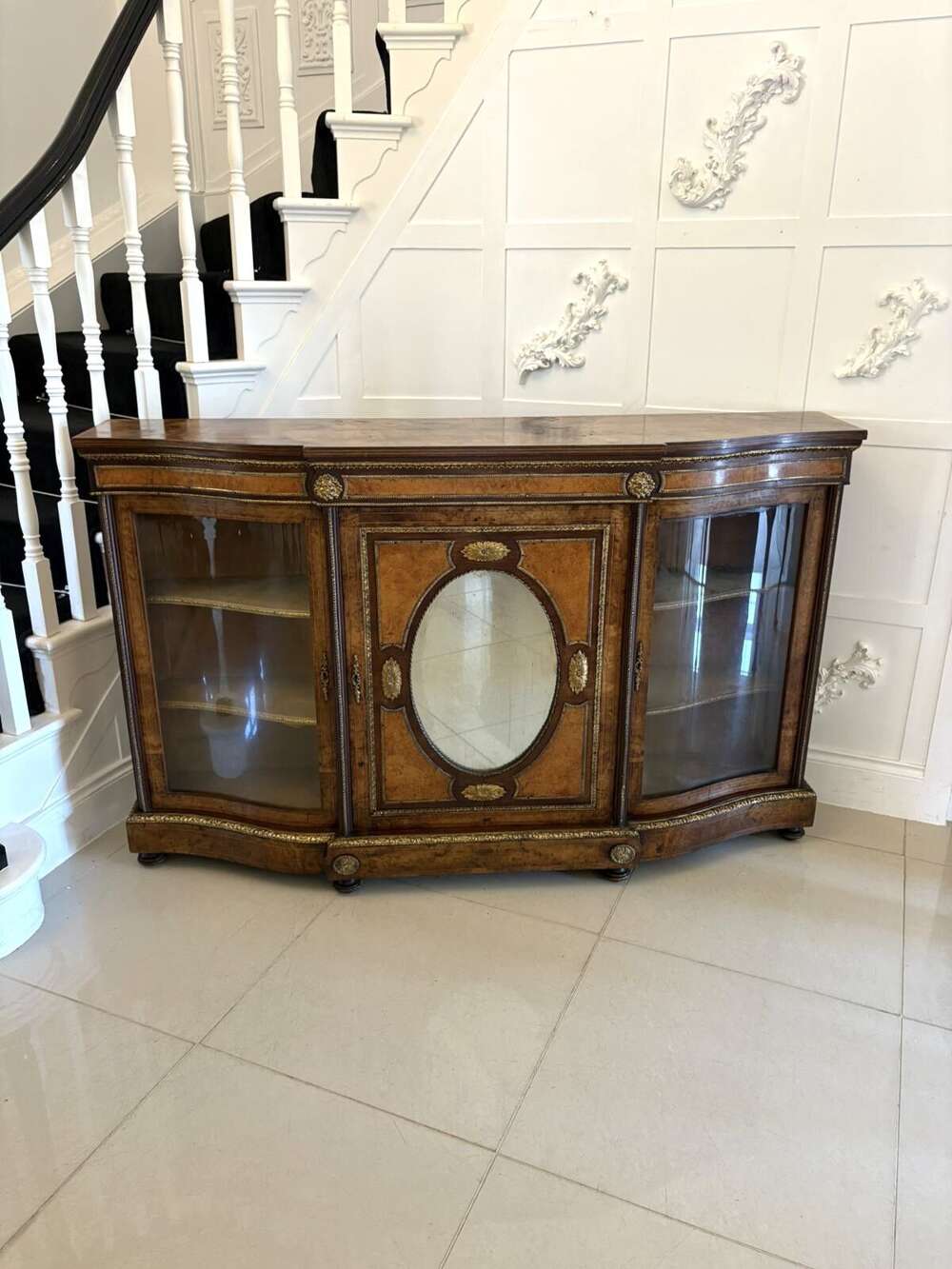 Outstanding Quality Antique Victorian Burr Walnut Ormolu Mounted Credenza