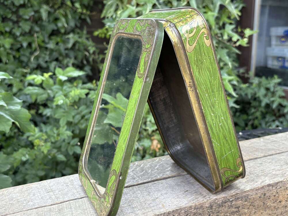 Peek Frean Toilette Mirror Figural Biscuit Tin c1900s