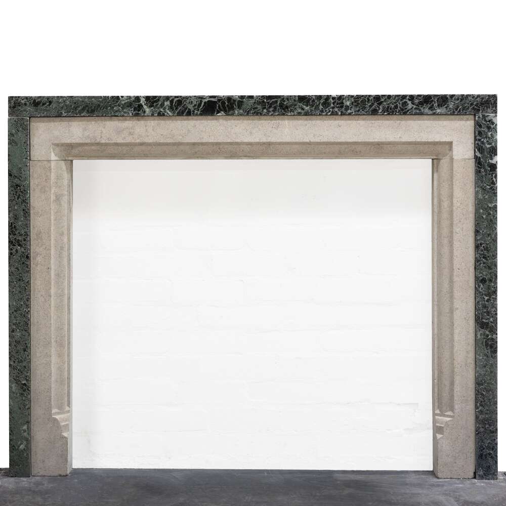 Early 20th Century Portland Stone & Verdi Marble Fireplace Surround