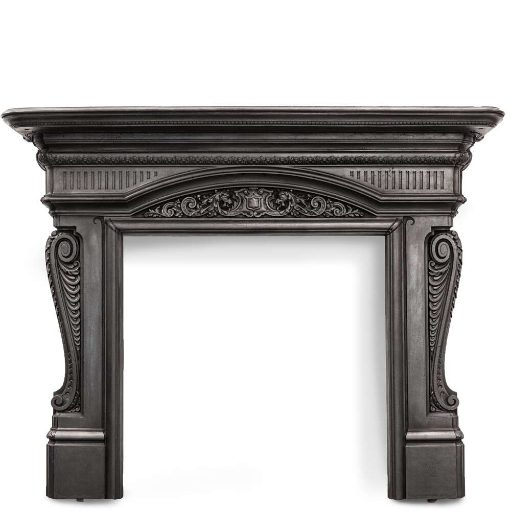 Antique Victorian Ornate Cast Iron Fireplace Surround