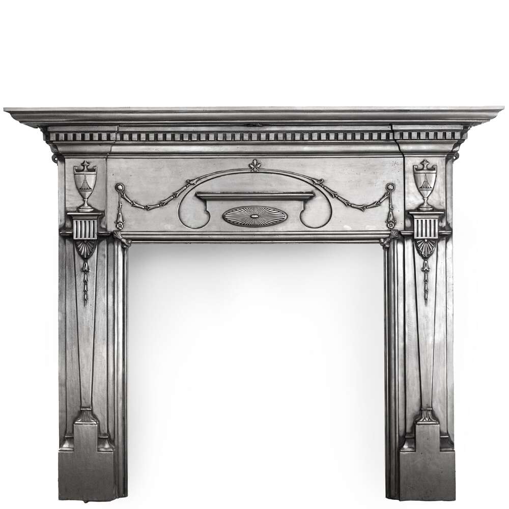 Antique Polished Cast Iron Fireplace Surround