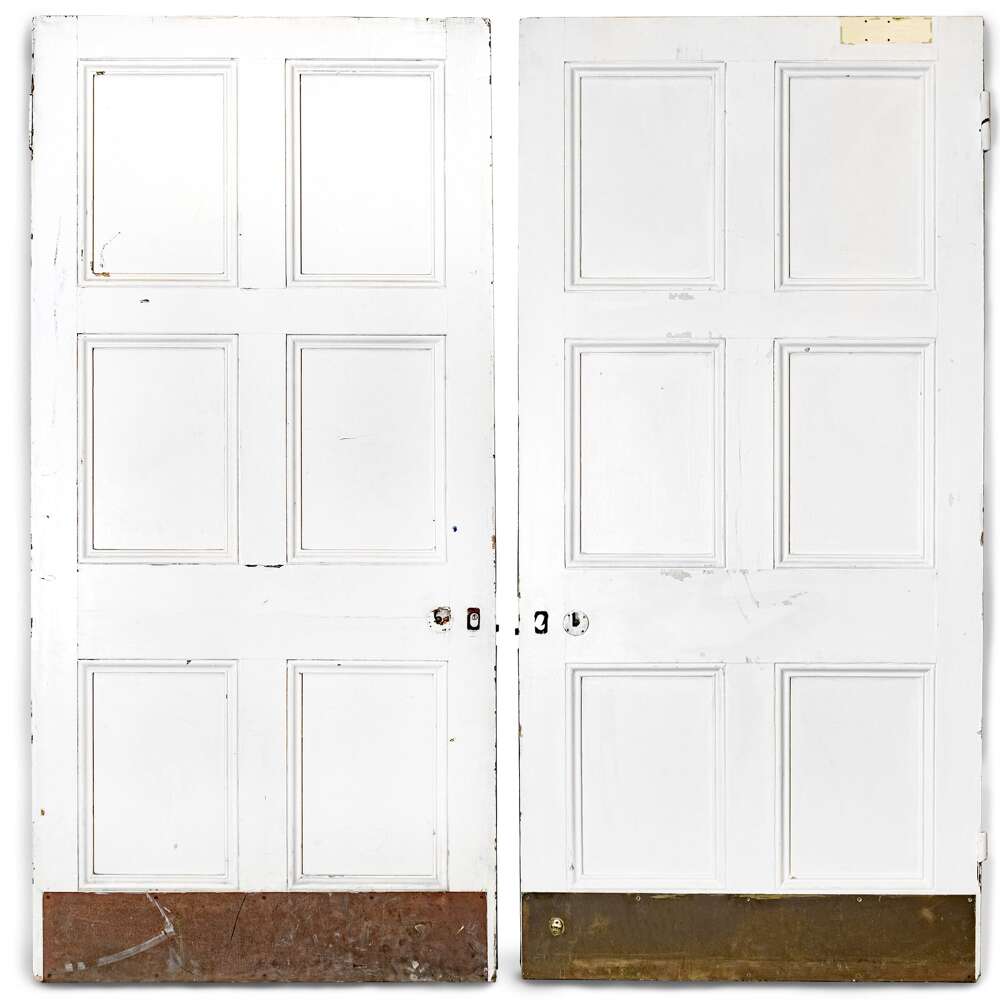 Large Georgian Style Solid Pine Panelled Door - 225.5cm X 104.5cm