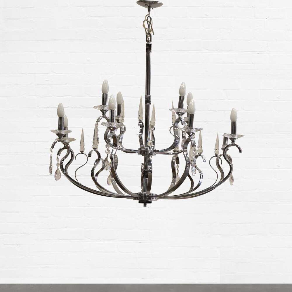 Chrome And Cut Glass Chandelier