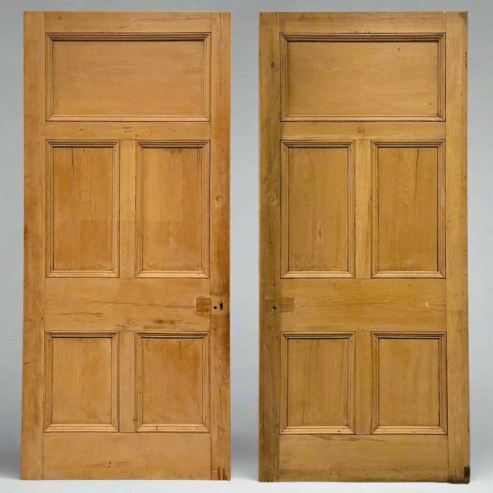 Antique Victorian 5 Panel Door - 216cm X 97cm