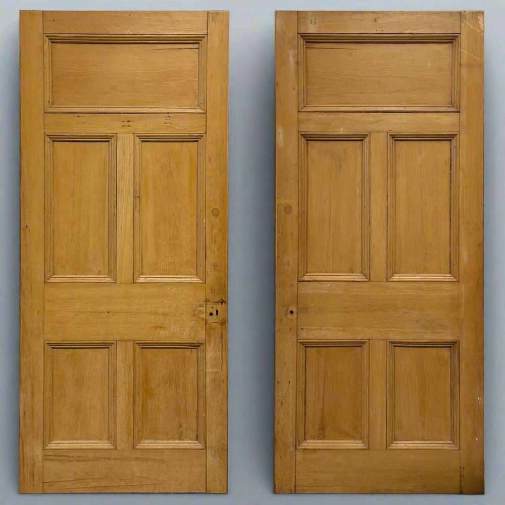 Antique Victorian 5 Panel Door - 206cm X 89.5cm