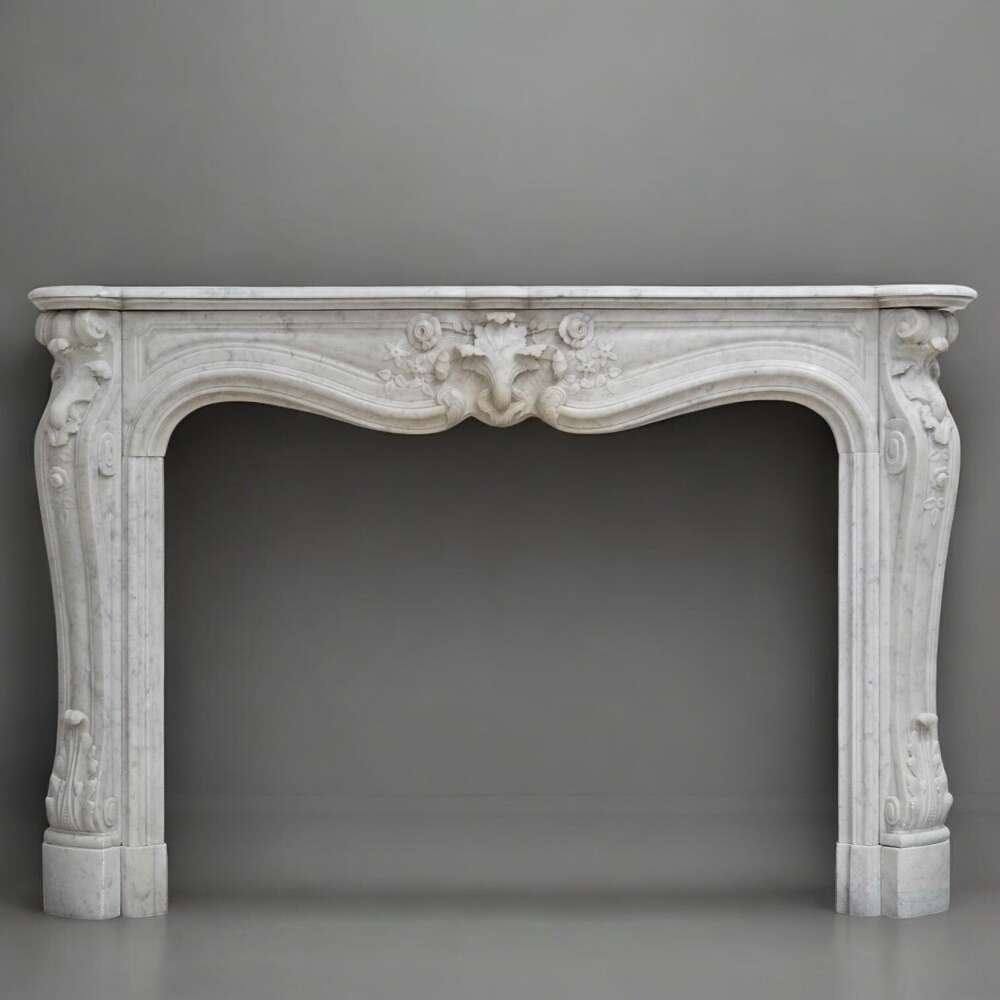 Antique French Style Carrara Marble Chimneypiece