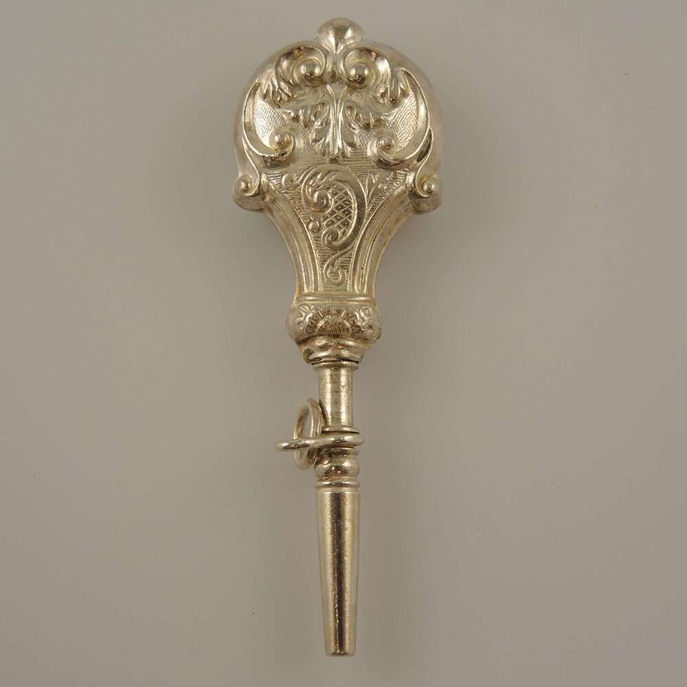 Large fancy silver Victorian pocket watch key c1850