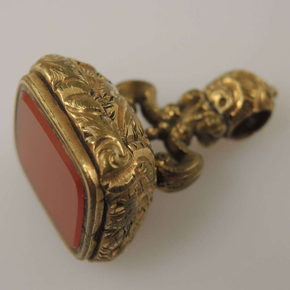 Fancy gilt Victorian stone set seal c1850