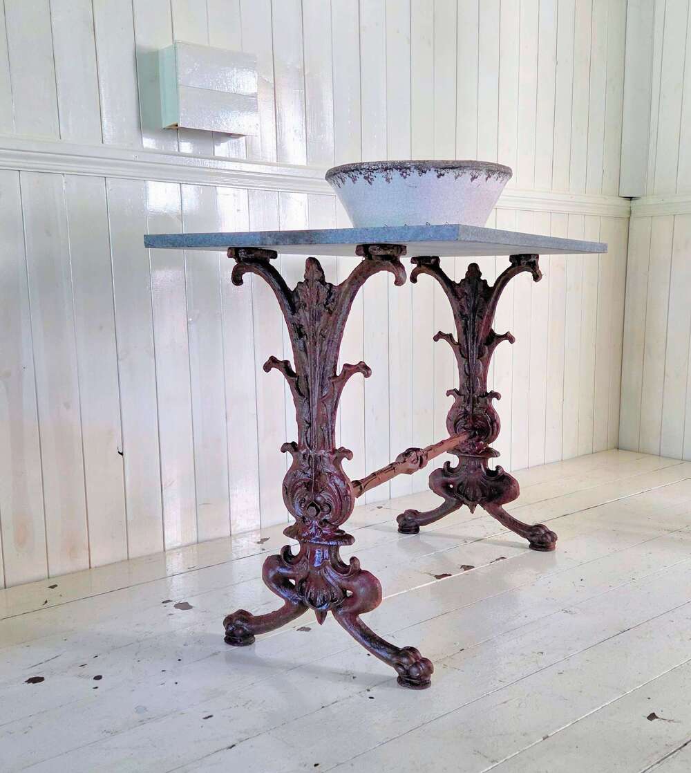 19th Century Coalbrookdale Cast Iron and Marble Garden Table