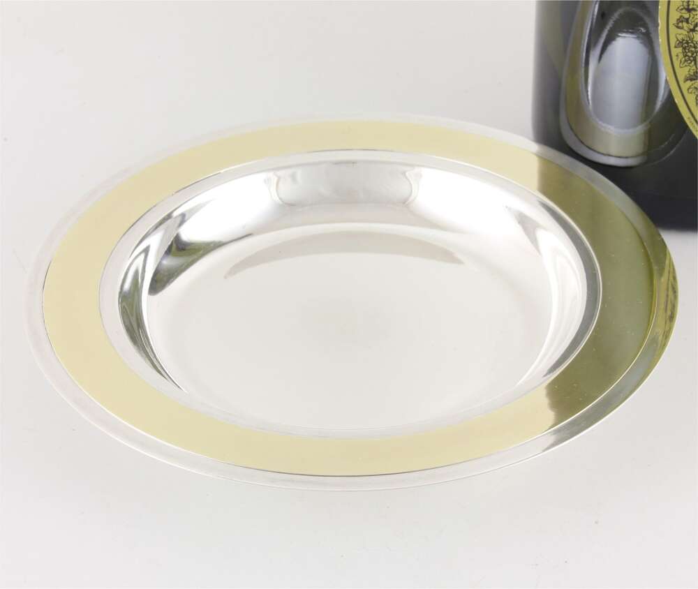 Christofle Champagne Wine Coaster. French Silver Plate Gilt Bottle Dish.