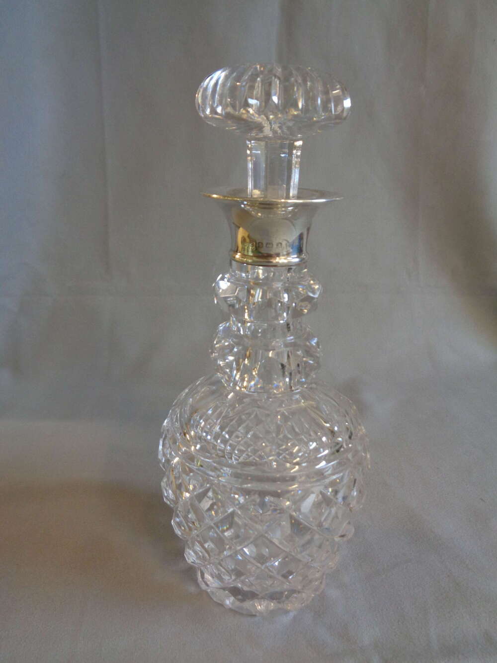 Art Deco Silver Collared Small Decanter - Birmingham 1925