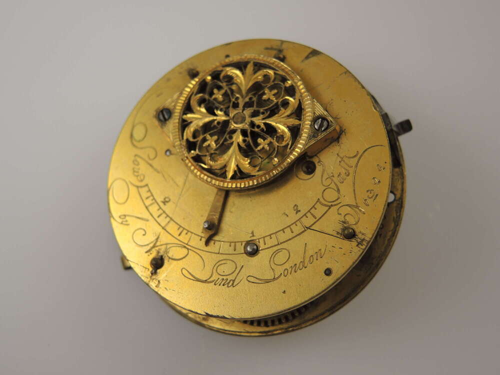 Large Georgian verge fusee pocket watch movement by Lind, London c1790
