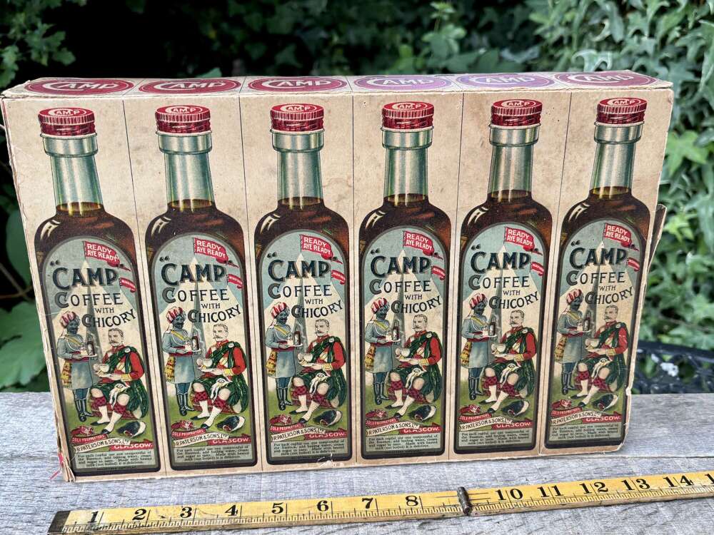 Camp Coffee Bottle Paterson Glasgow Window Display Card Sign c1900s