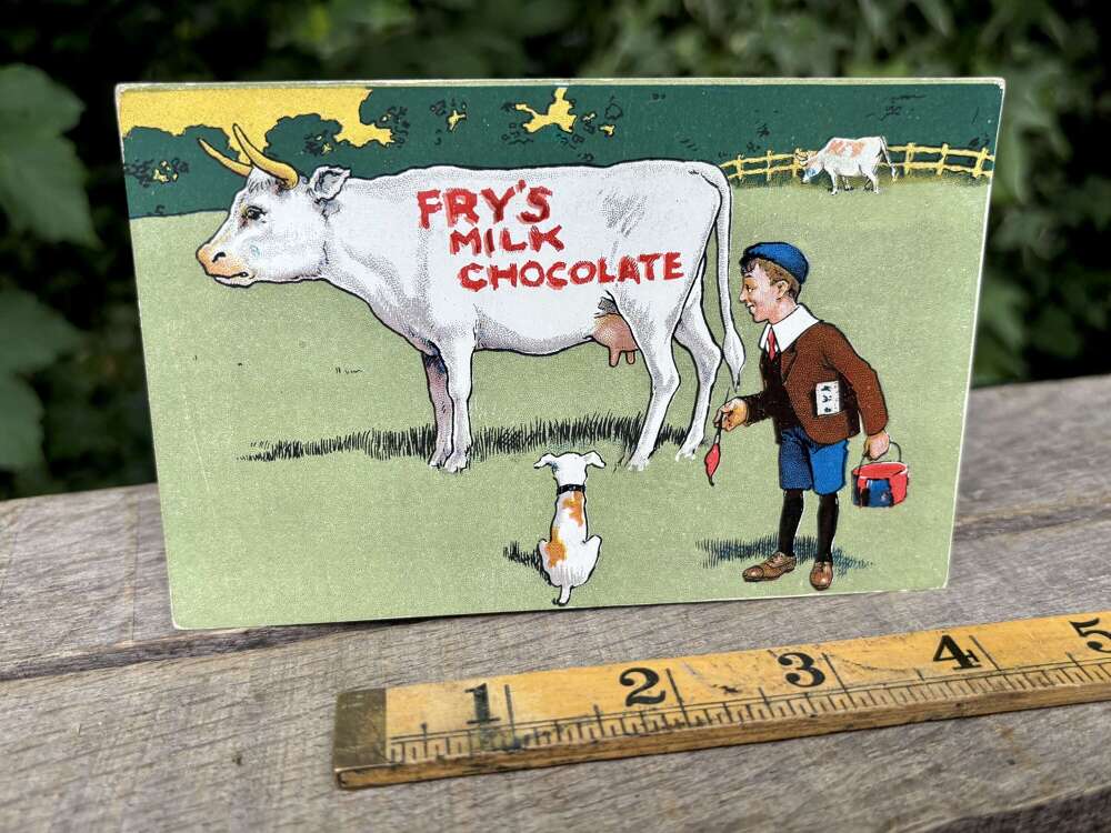 Fry's Chocolate Cocoa Cow Advertising Post / Trade Card c1905