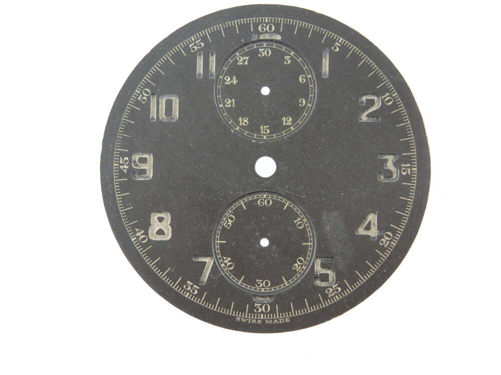 Black metal (not paint) Chronograph pocket watch dial c1910