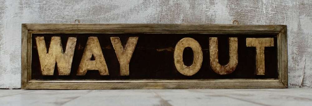 Antique Double Sided Platform Way Out Sign