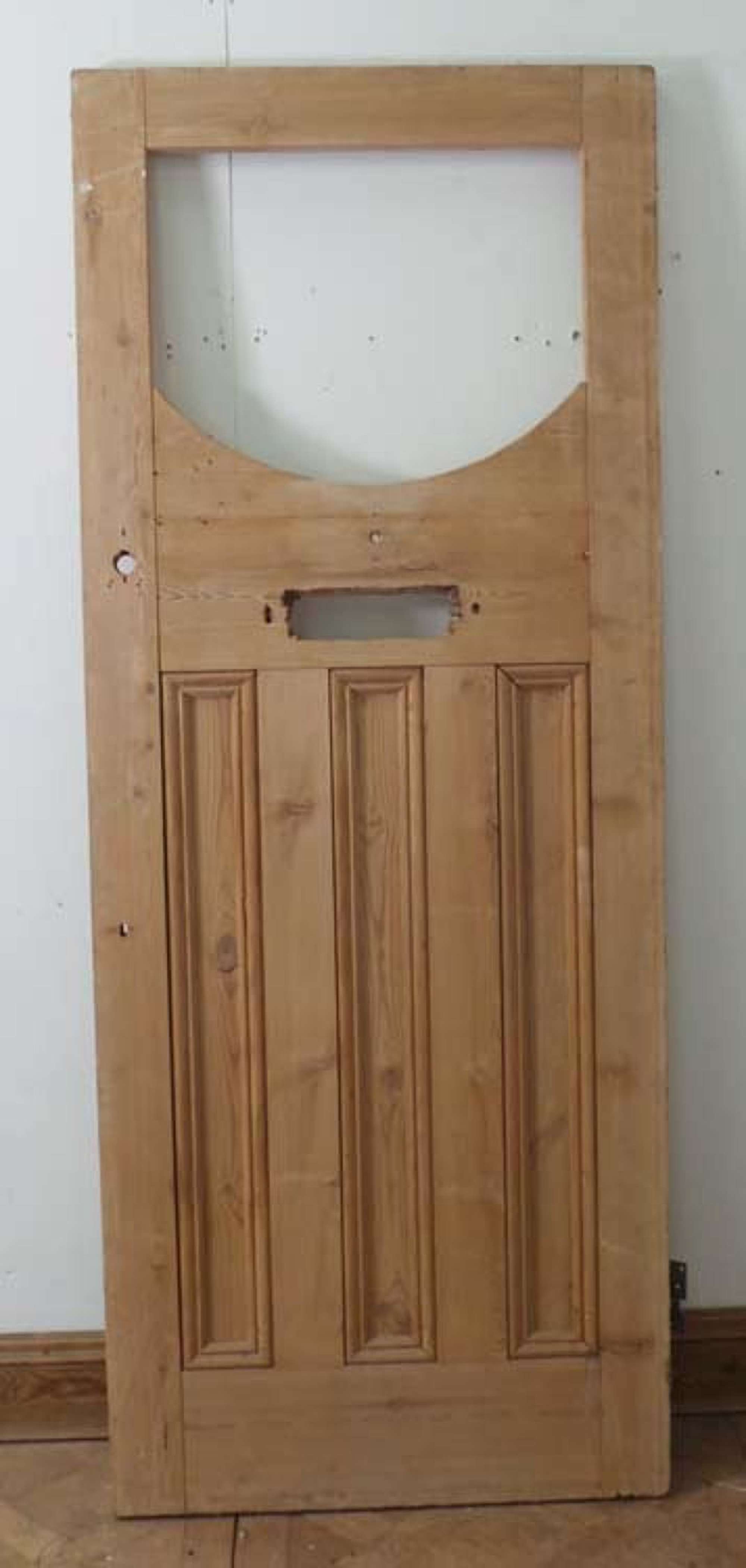 DE0552 UNUSUAL EDWARDIAN GLAZED PANELLED PINE FRONT DOOR