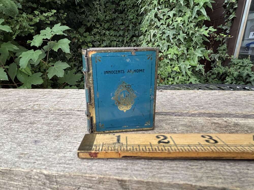 Small Book Shaped Minature Tin c1910