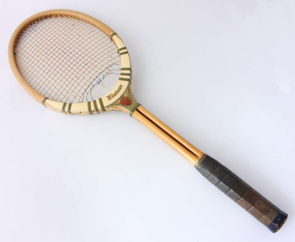 Antique Lawn Tennis Racket. Rare Slotted Shaft Fenisse Phenix Paris.