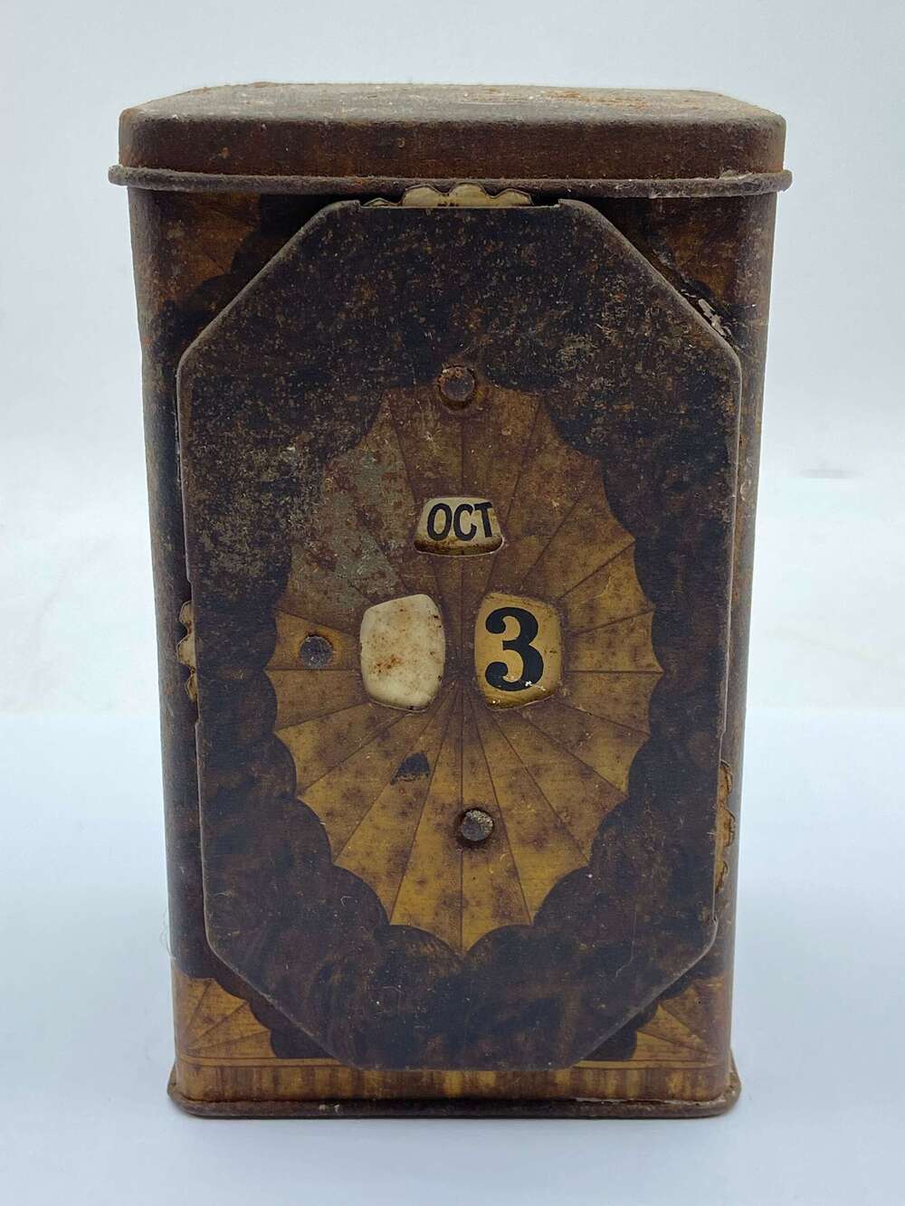 Antique Edwardian Art Nouveau 1930s Lyon's Perpetual Calendar Tea Caddy