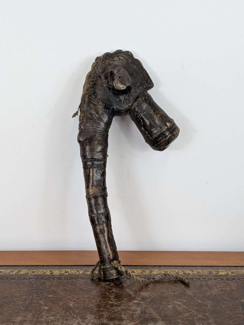 Lobi diviner&rsquo;s staff with leather-wrapped zoomorphic head, Burkina Faso, early 20th C