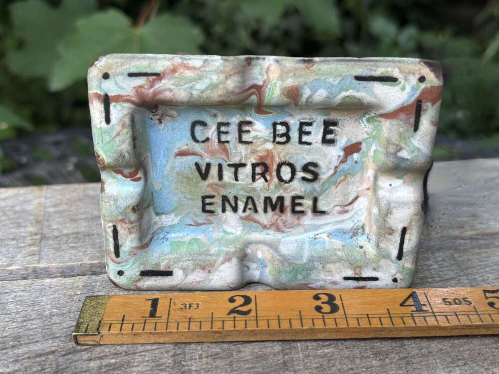 Advertising Cee Bee Vitros Enamel Ashtray c1900s
