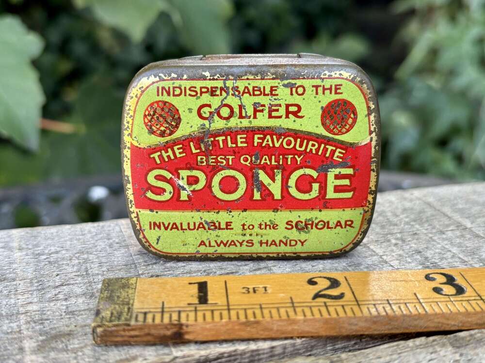 Indispensable Golfer Sponge Golf Sample size Tin c1900s