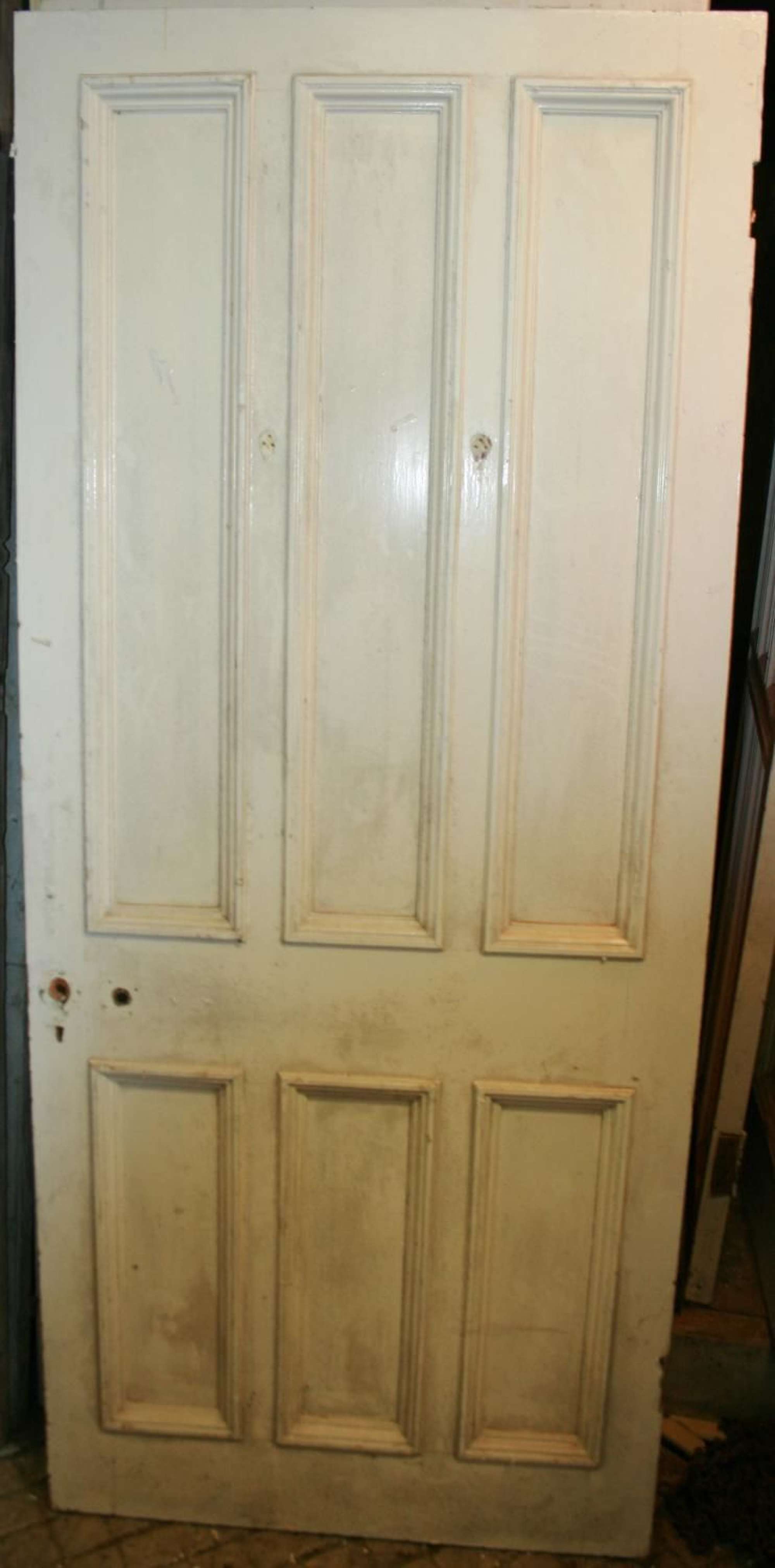 DB0629 A Late Victorian 6 Panelled Pine Door with Bolection Mouldings