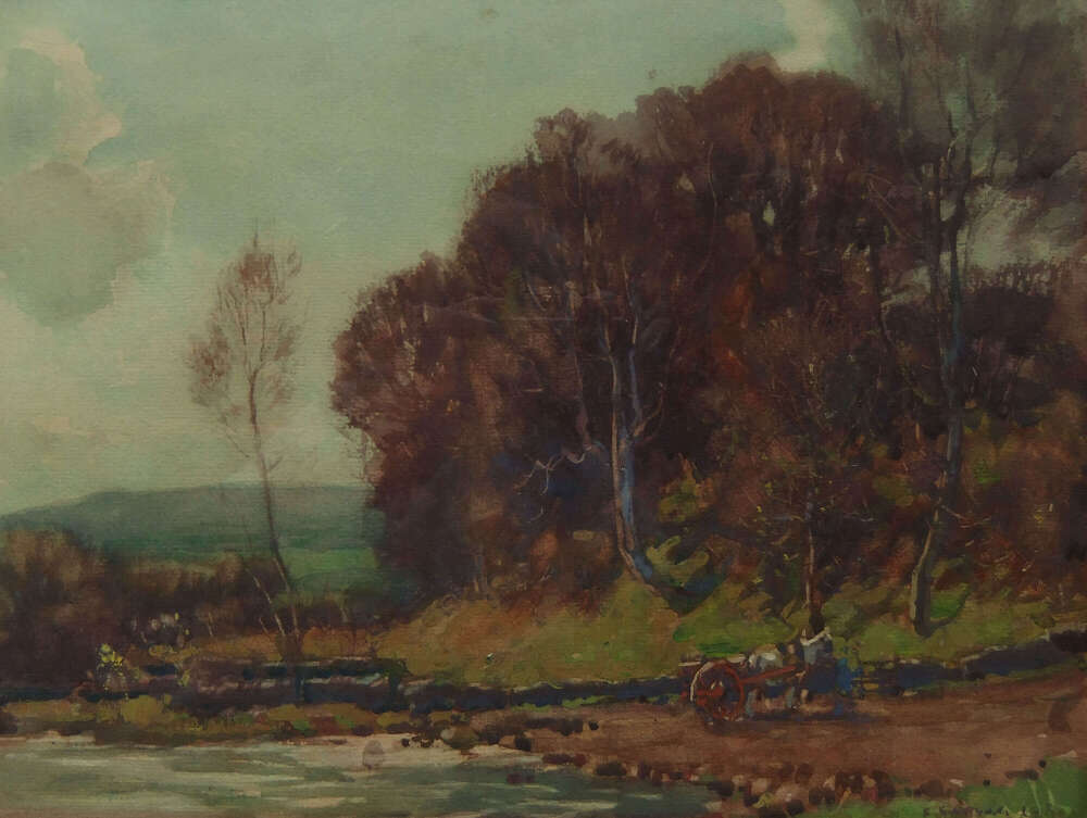 Fred Lawson "Early Spring by the Ure" watercolour